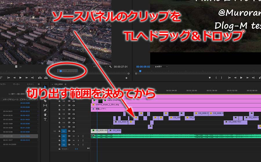 Premiere Proの編集でソースパネルを使い動画をカットするやり方 なめらカメラ